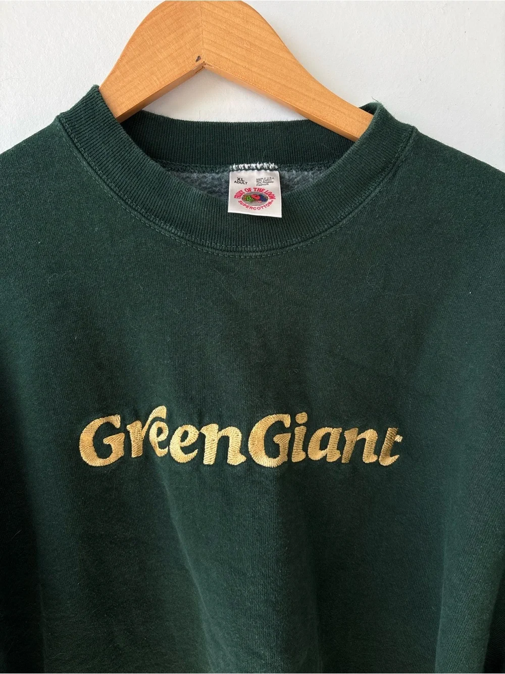 Vintage Green Giant Embroidered Logo Crewneck Sweatshirt Made USA XL